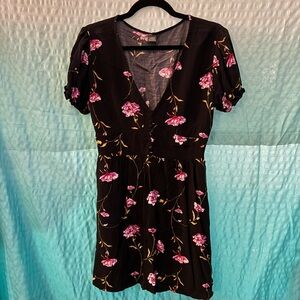 Wild Fable dress - black floral print - size Large - lightweight - low cut